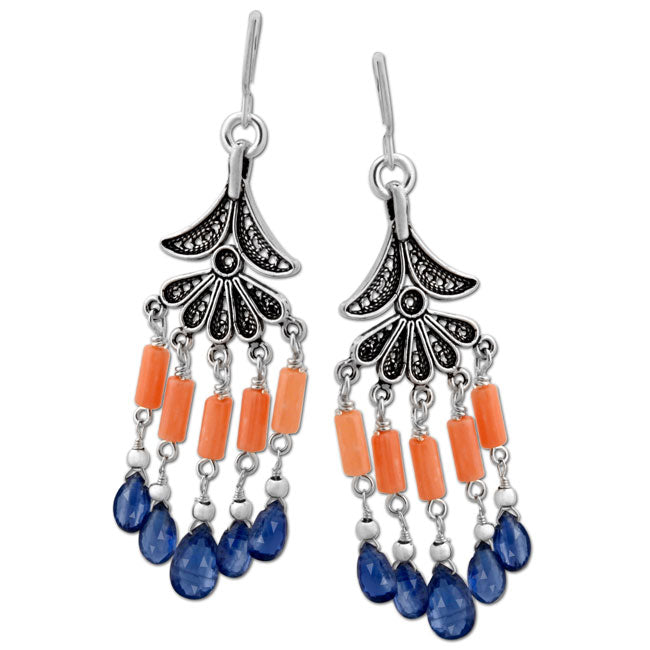 Coral & Kyanite Earrings-336039
