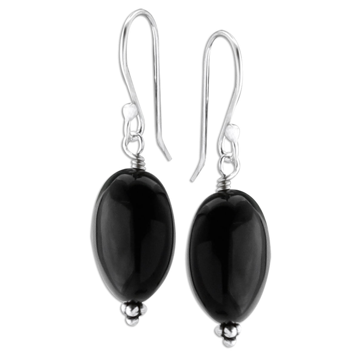Black Onyx Sterling Silver Earrings-349276