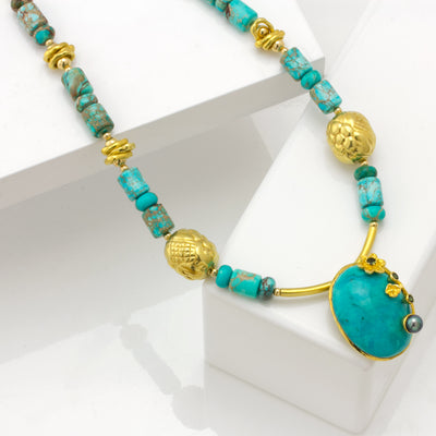 Impressionist Collection Floral Turquoise Necklace