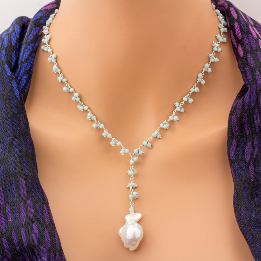Baroque Pearl & Amazonite Necklace