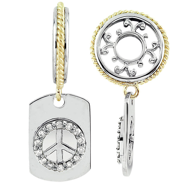 Storywheels Diamond Peace Sign Dog Tag Sterling Silver/14K Gold Wheel ONLY 5 AVAILABLE!-331654