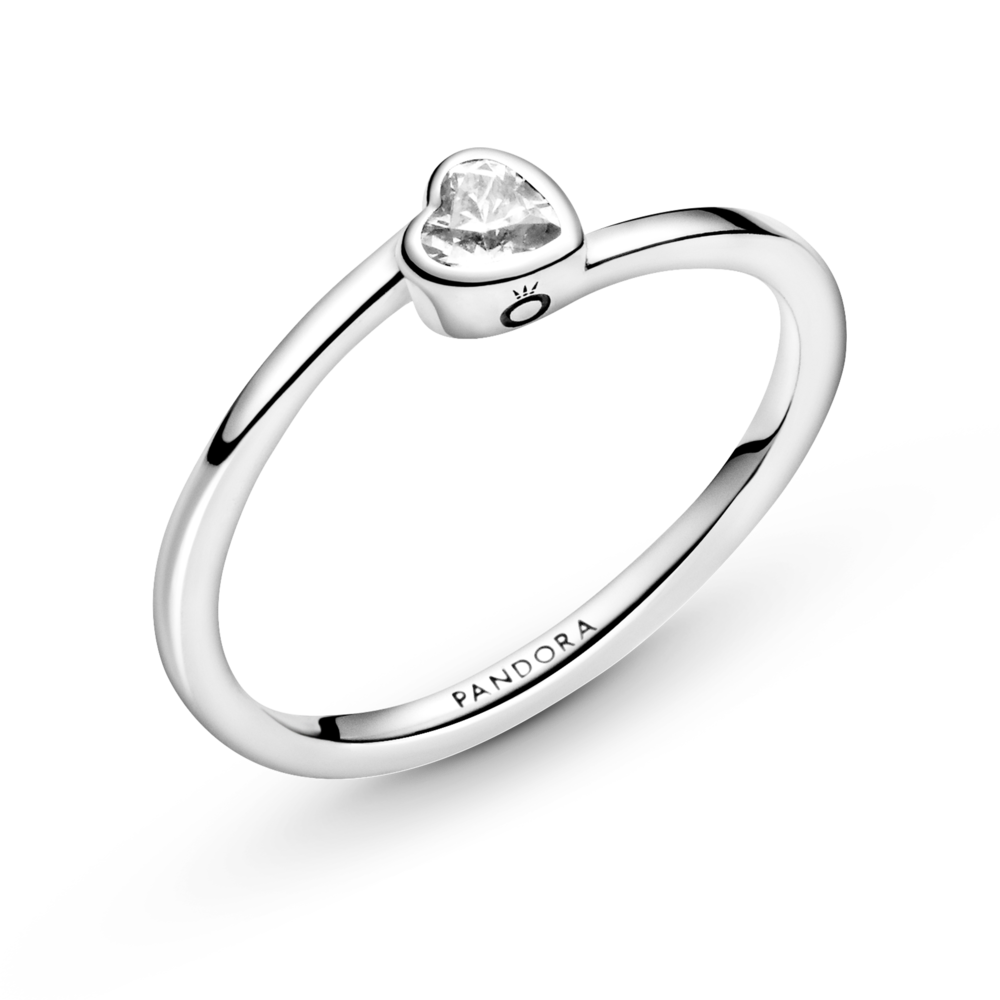 Pandora Tilted Heart Solitaire Ring