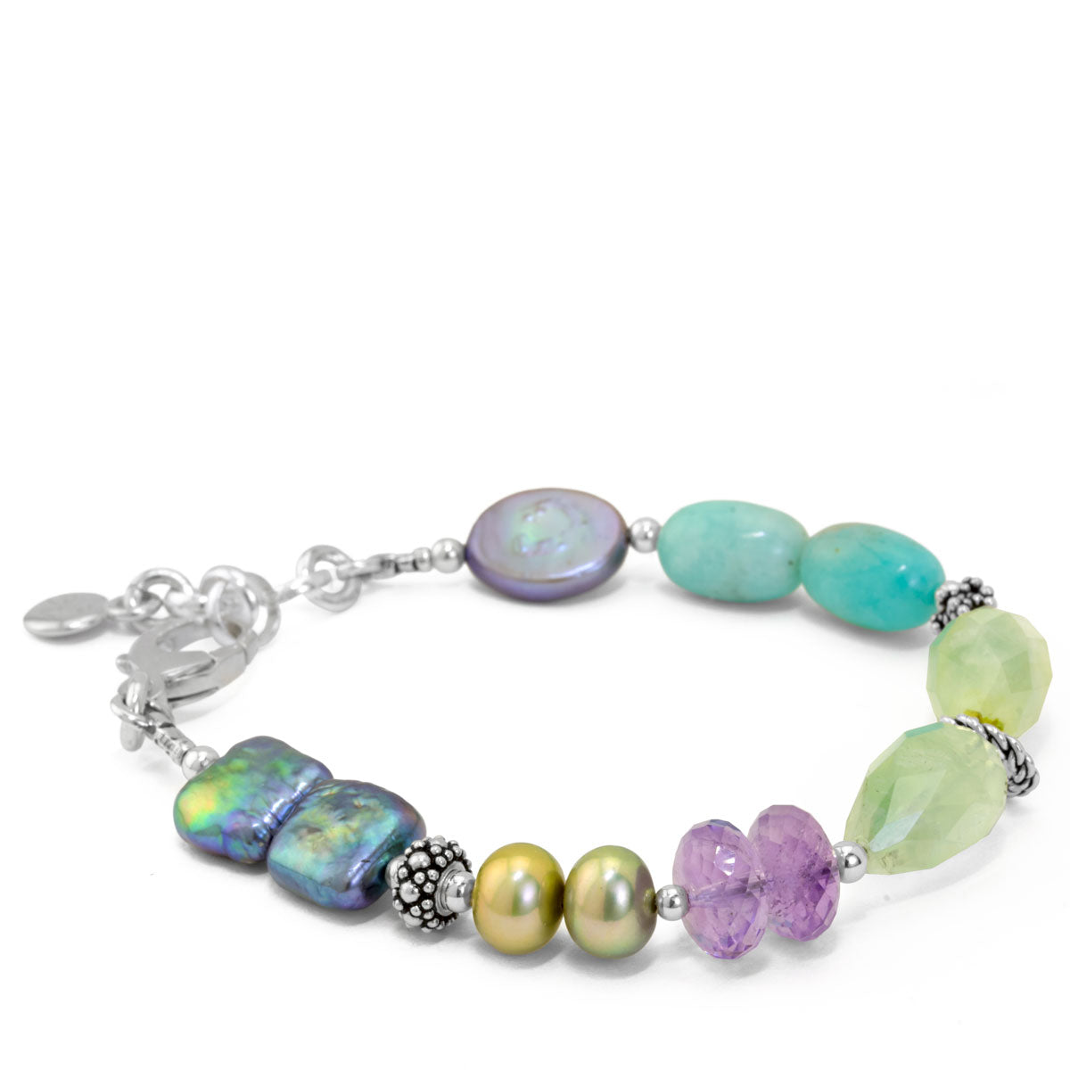 The Impressionist Collection Green Tourmaline, Amethyst, and Amazonite Bracelet