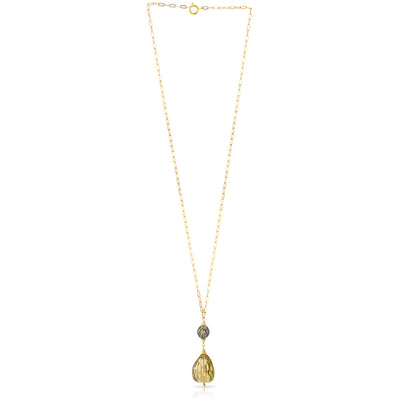 Impressionist Collection Honey Quartz & Carved Pearl Necklace