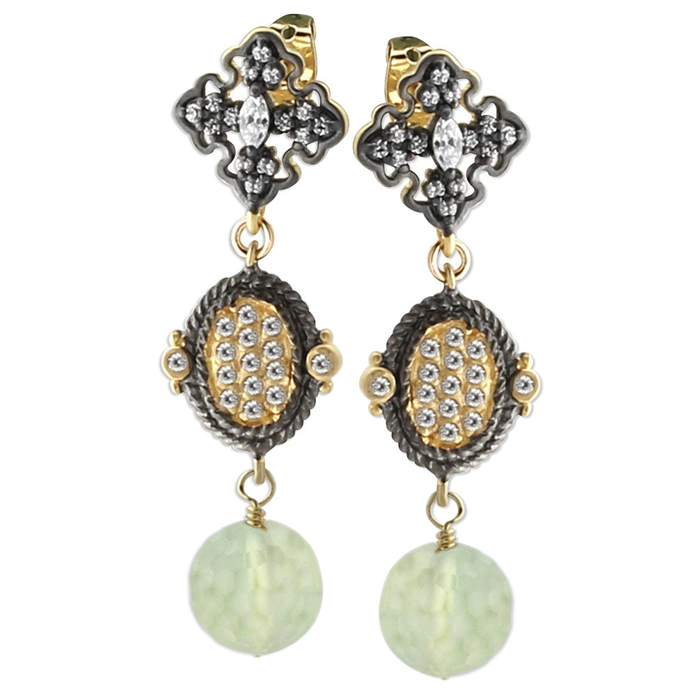 Green Tourmaline and White Topaz Earrings-10198A