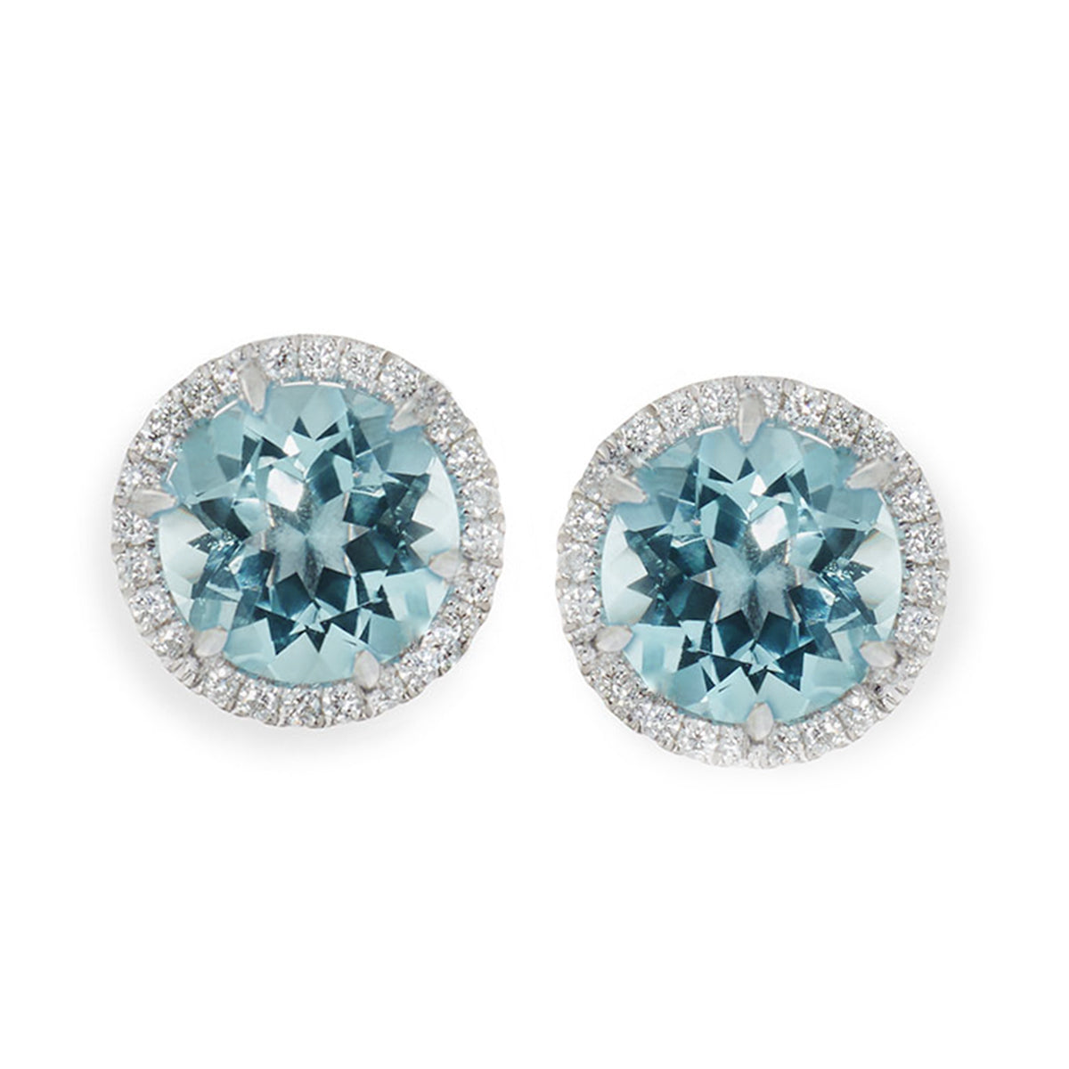 Aquamarine & Diamond Stud Earrings