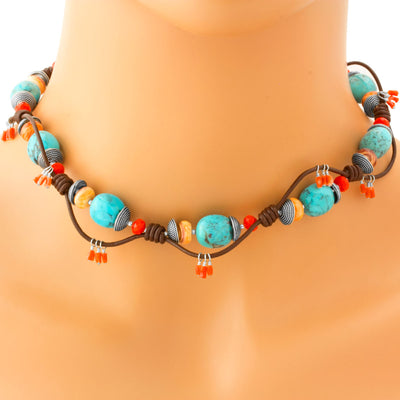 Leather & Turquoise Necklace