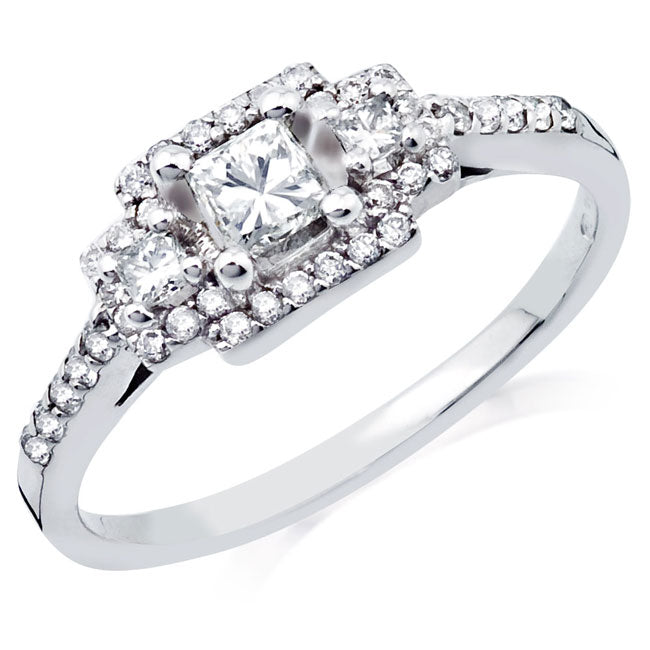 Saige Diamond Ring .32ct of round diamond melee and a 1/3ct princess cut center-345525