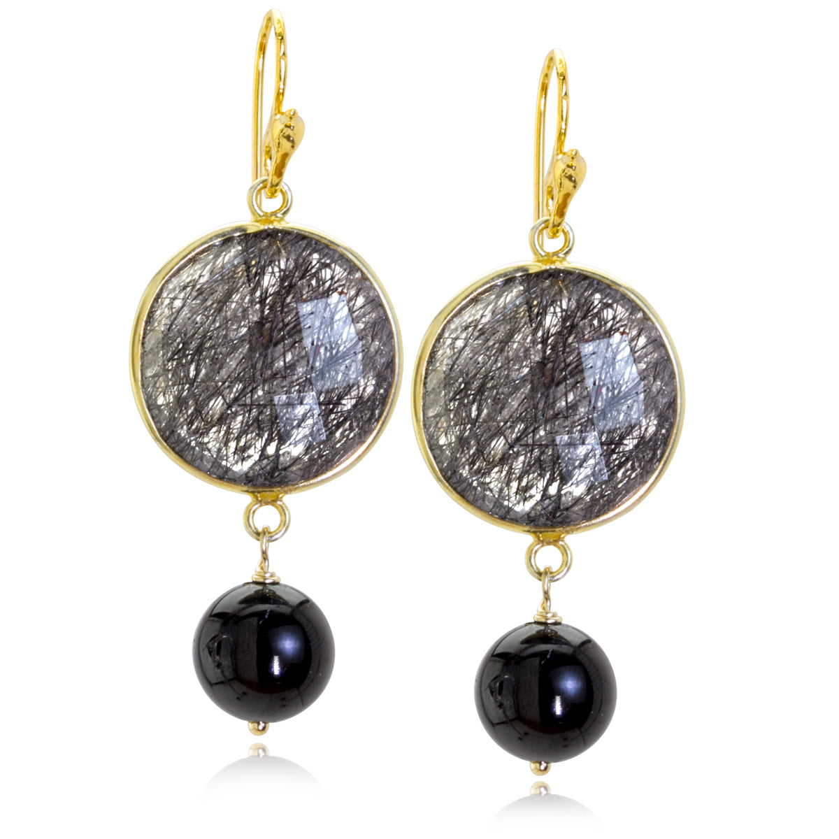 Impressionist Collection Black Rutilated Quartz & Black Tourmaline Earrings