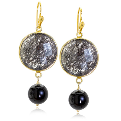 Impressionist Collection Black Rutilated Quartz & Black Tourmaline Earrings
