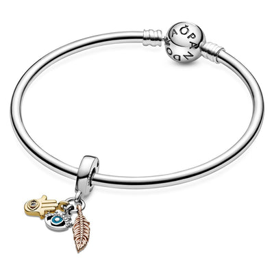 Pandora Hamsa, All-seeing Eye & Feather Spirituality Dangle Charm