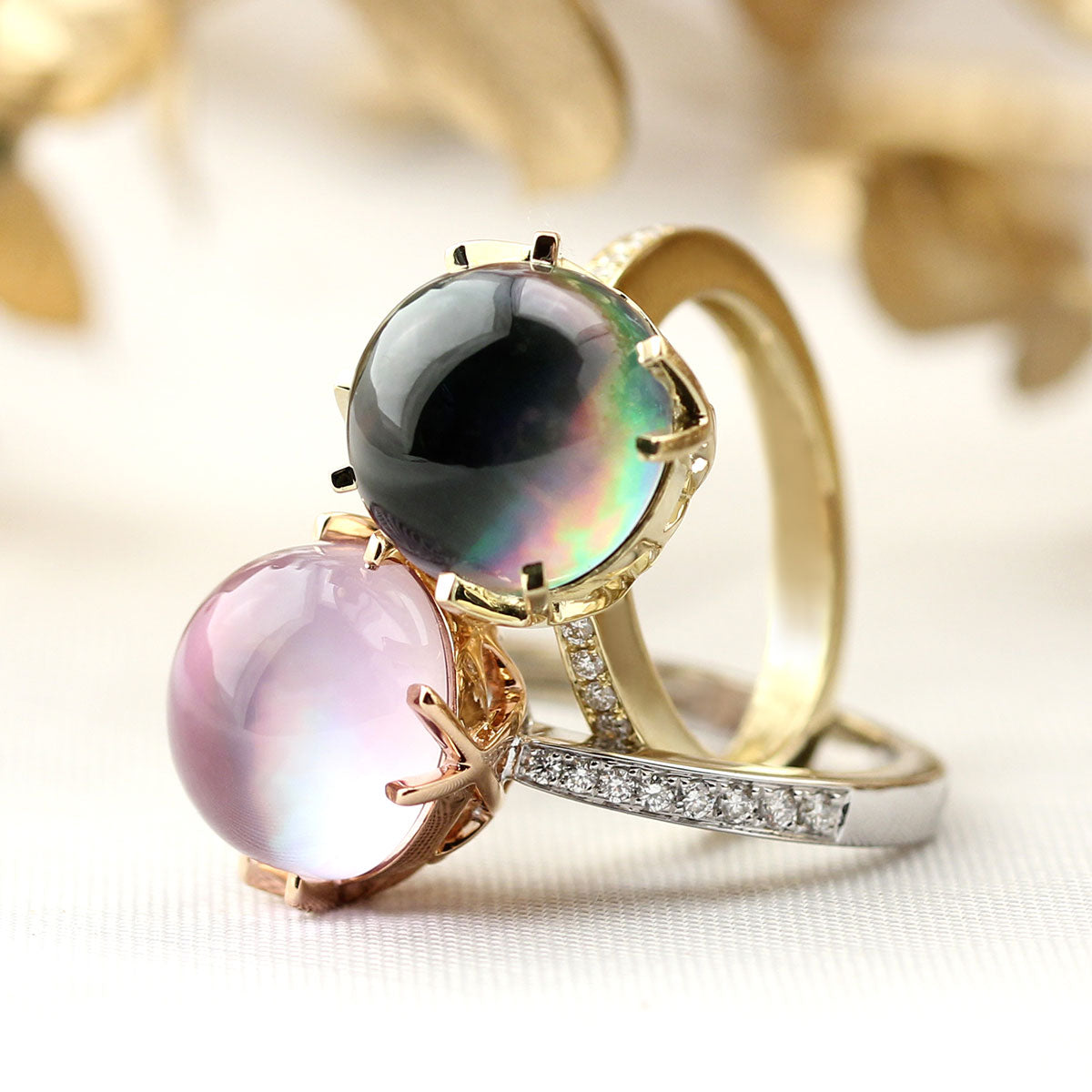 Black Mother of  Pearl Jelly Bean Ring-342006