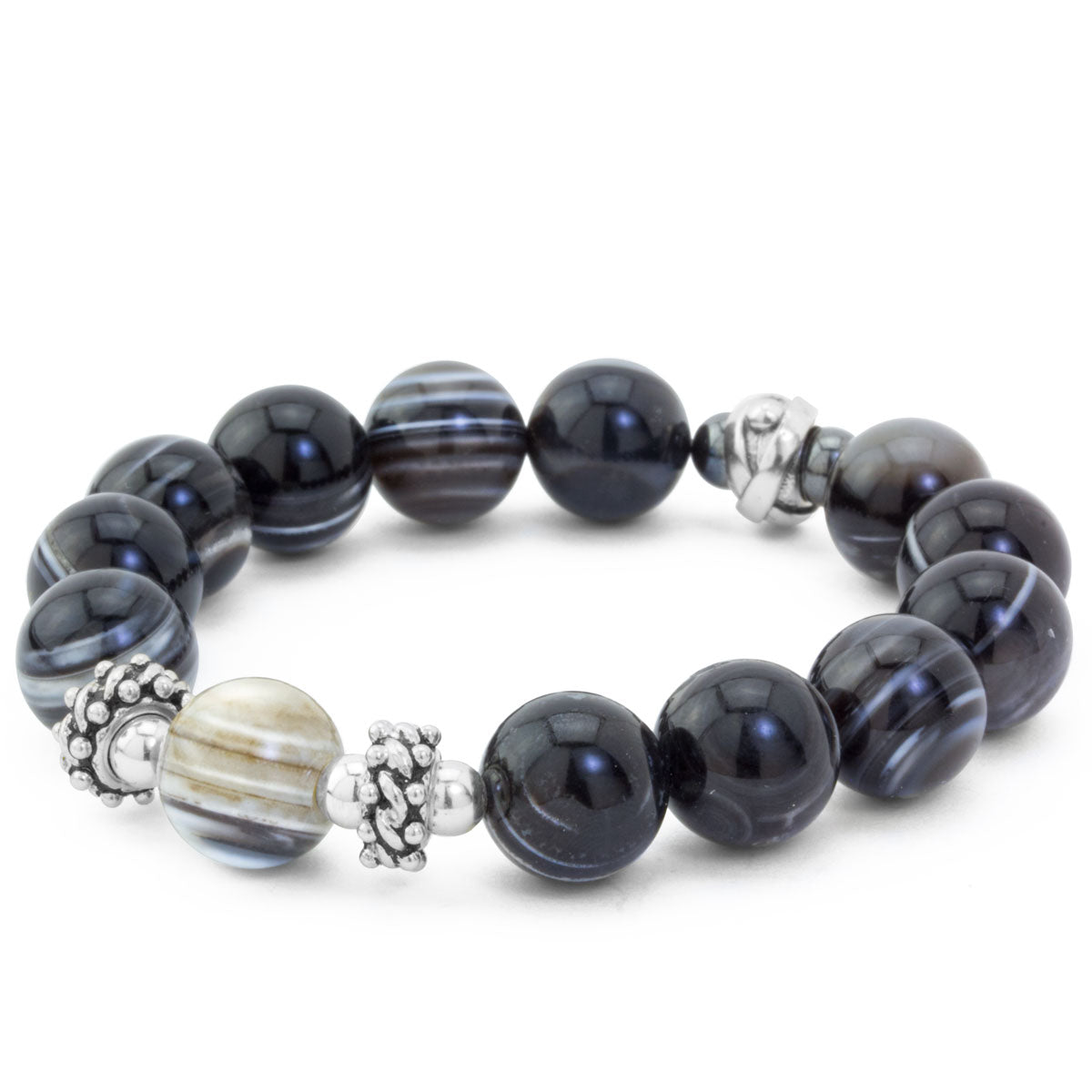 Botswana Agate and Sterling Silver  Bracelet