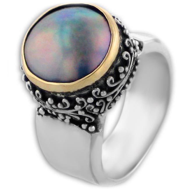 Peacock Pearl Ring-333902- ONLY ONE LEFT Size7