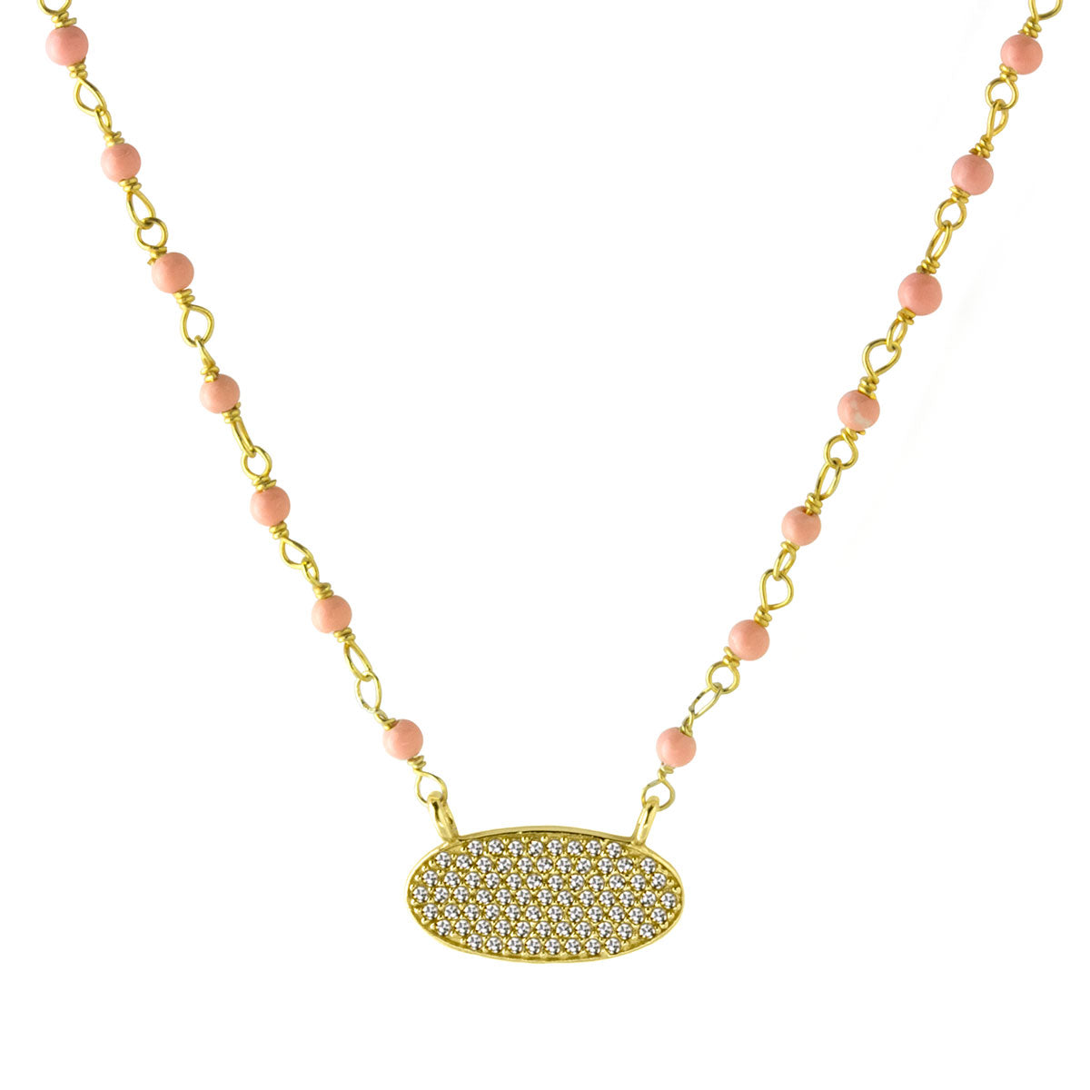 Diamond Pave & Coral Necklace-235-685