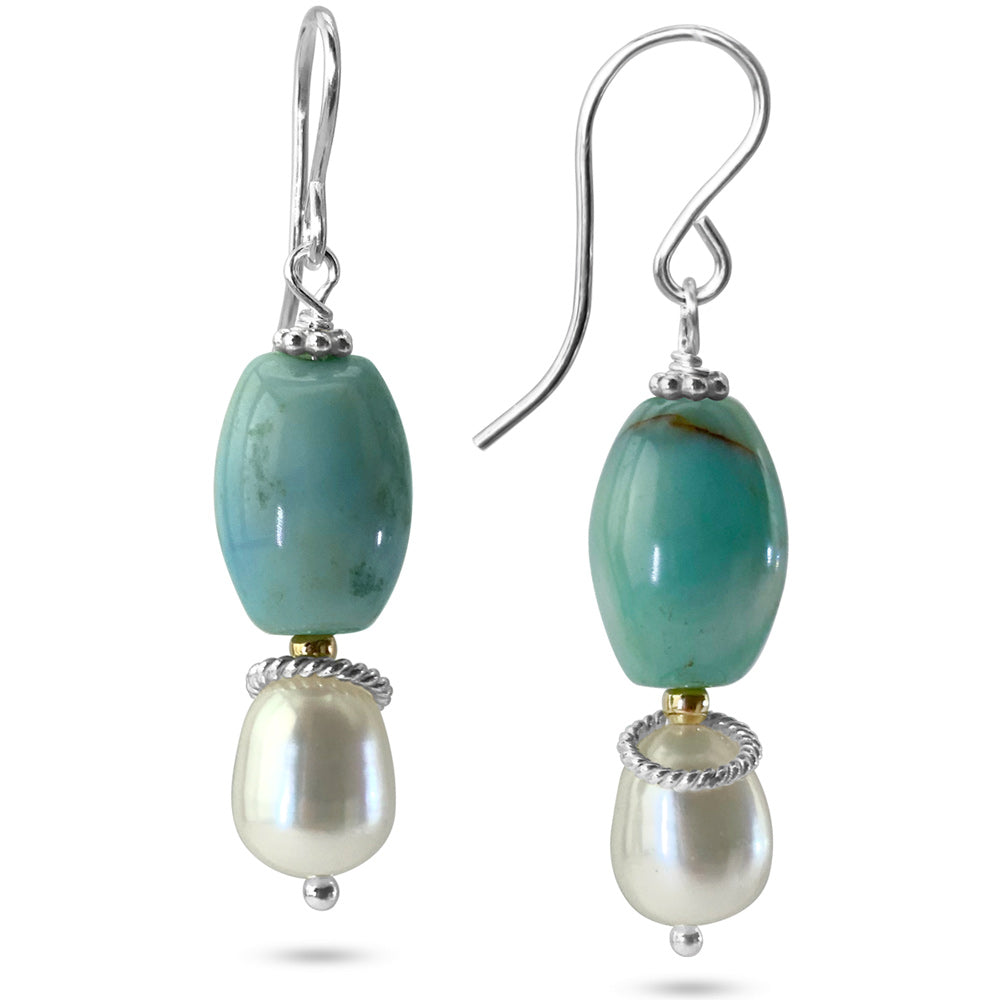 Terra Agate & Pearl Earrings