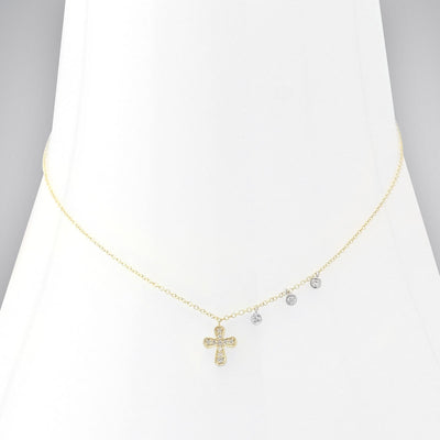14K Yellow Gold Cross Necklace-341762