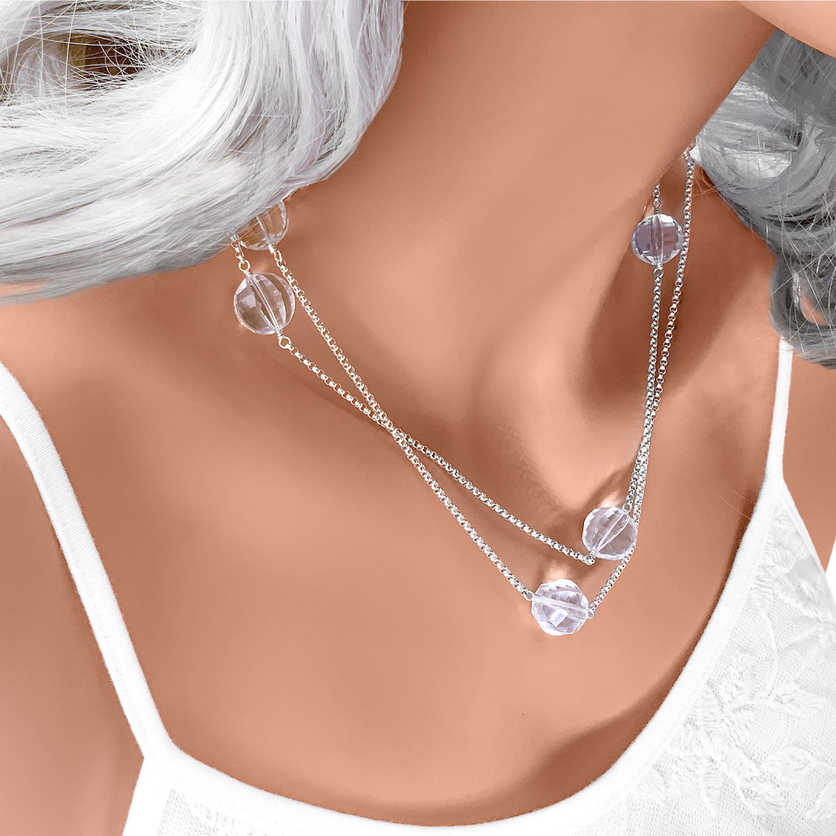 Faceted Quartz Crystal Necklace