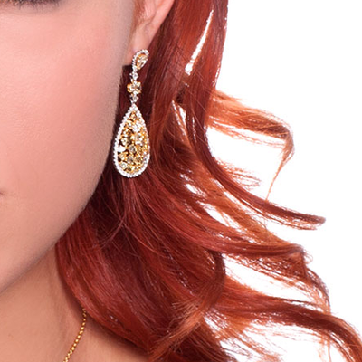 18K White Gold Fancy Yellow Diamond Earrings-341155