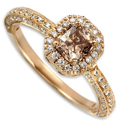 .78CT Champagne Diamond  with .56Ct White Diamond Melee in 18KT Rose Gold-340967