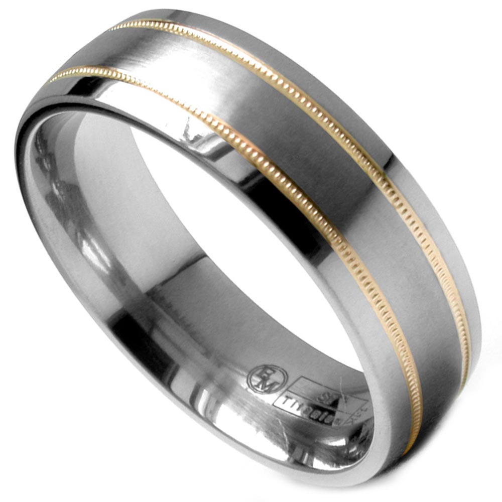 Edward Mirell Men's Gold Inlay Titanium & 14K Ring