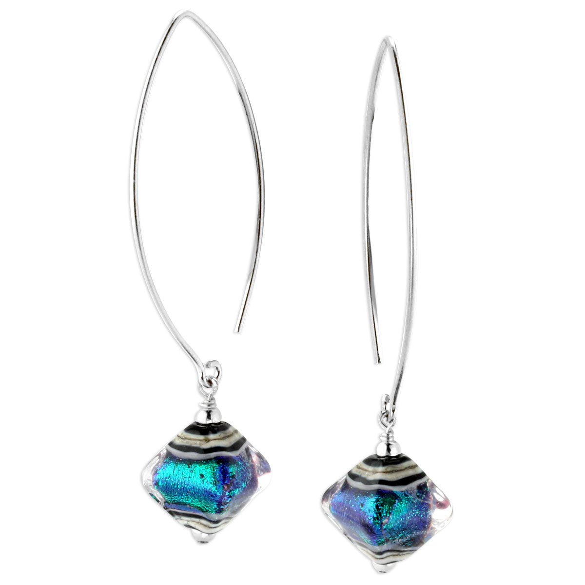 Teal and Black Lampwork Earrings-343988