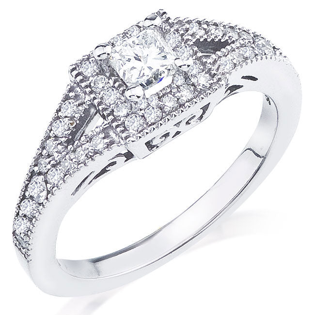 Bella Diamond Ring .36ct of round pave set melee and a 3/8ct princess cut center diamond 345535