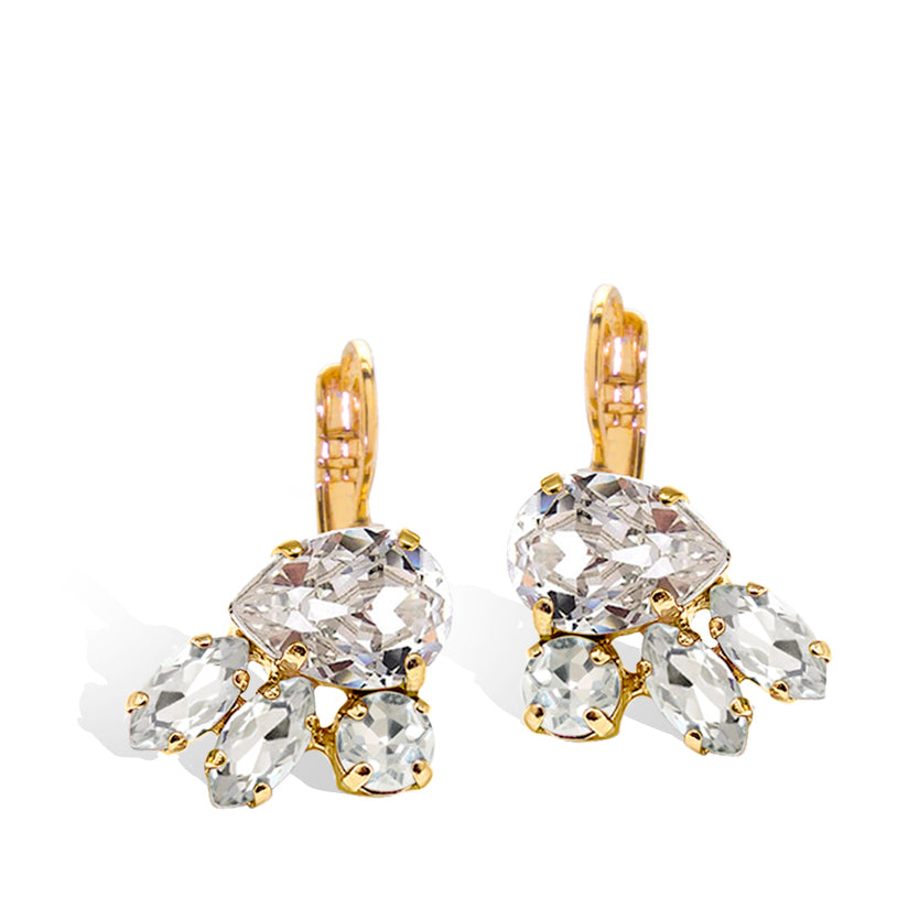 Mariana On a Clear Day Gold Pear Cluster Earrings