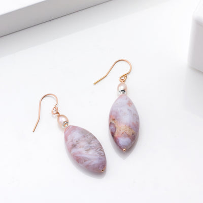Impressionist Collection Agate with Freshwater Pearl Dangle Earrings