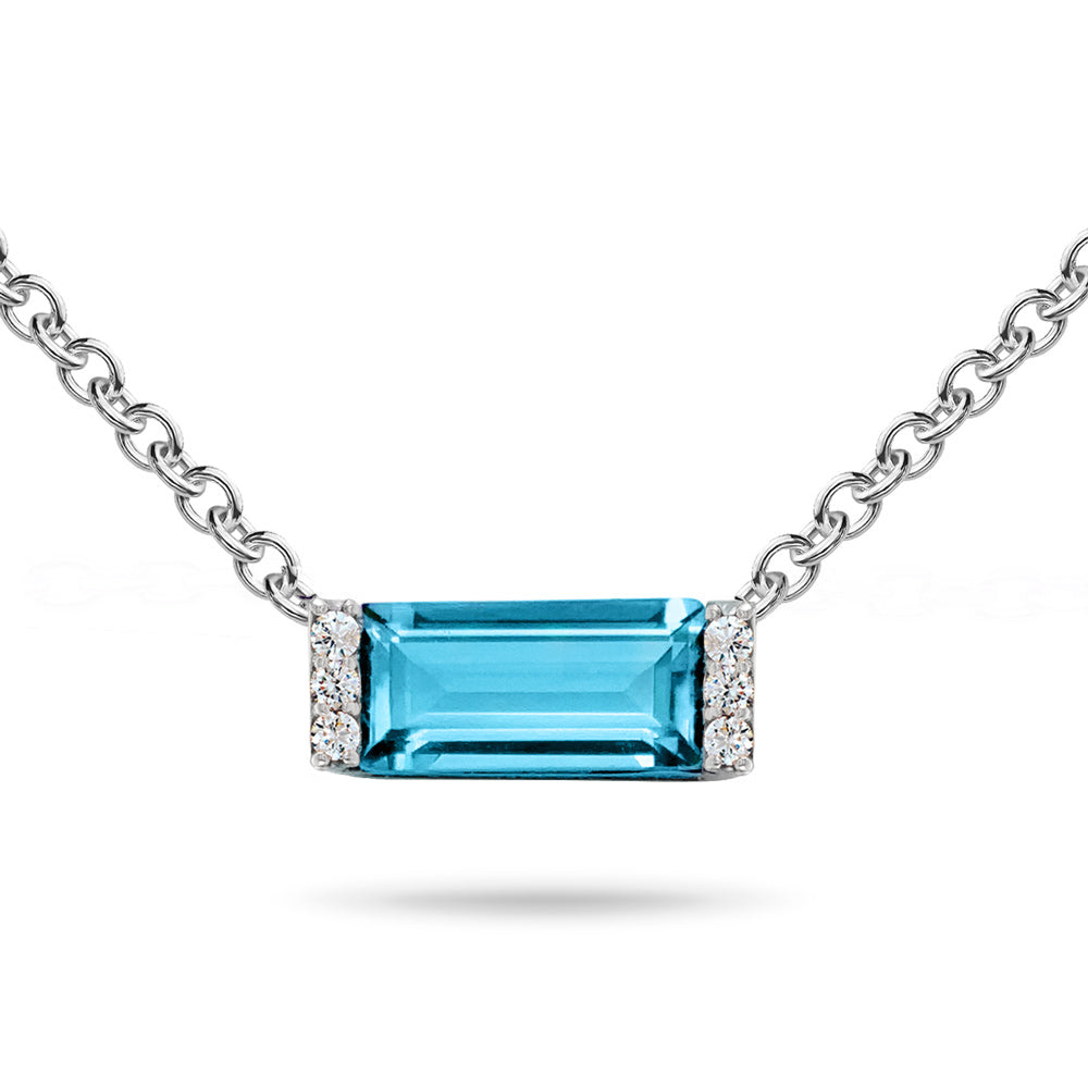 Blue Topaz & Diamond Bar Necklace