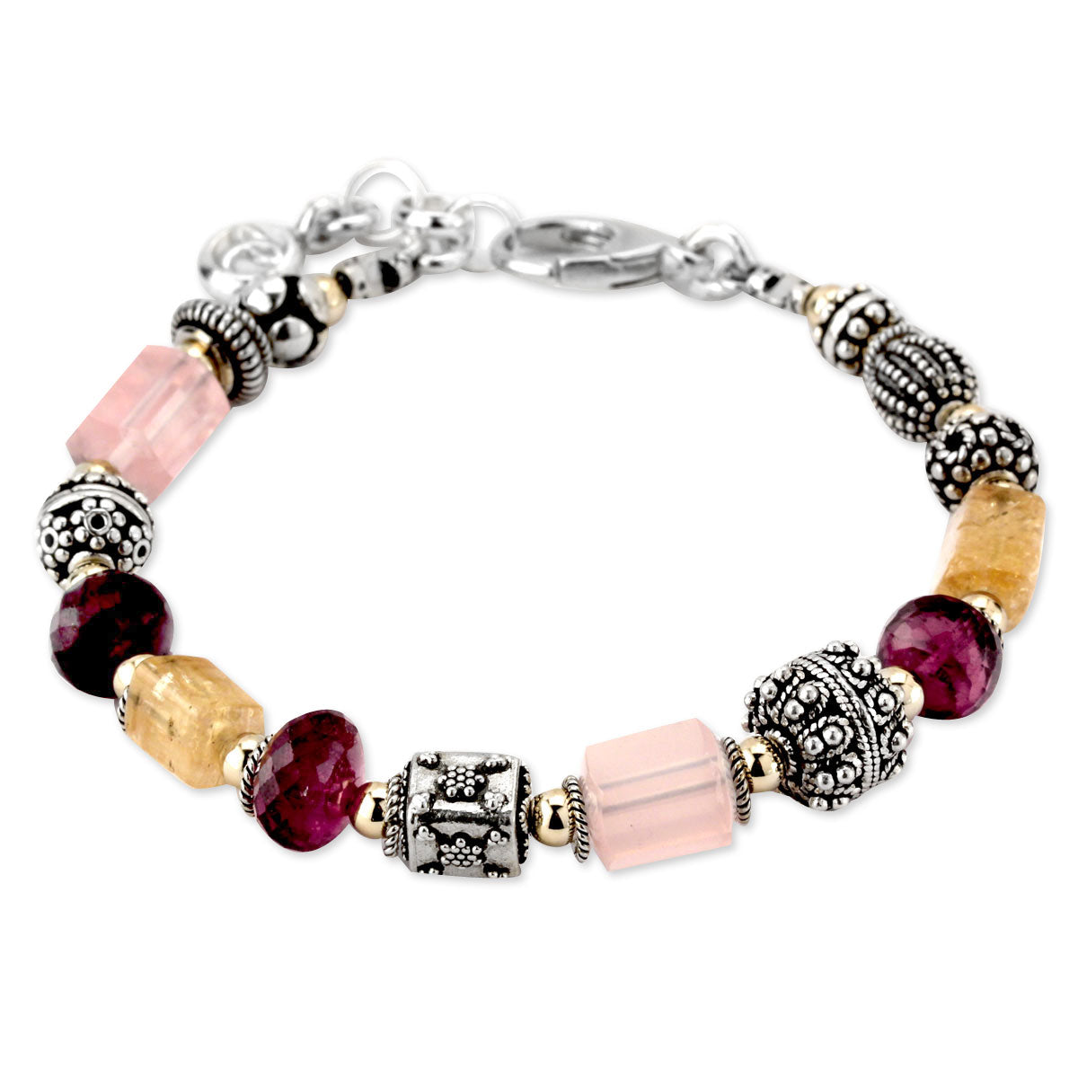 Rhodolite Garnet, Rose Quartz and Imperial Topaz Bracelet-162074