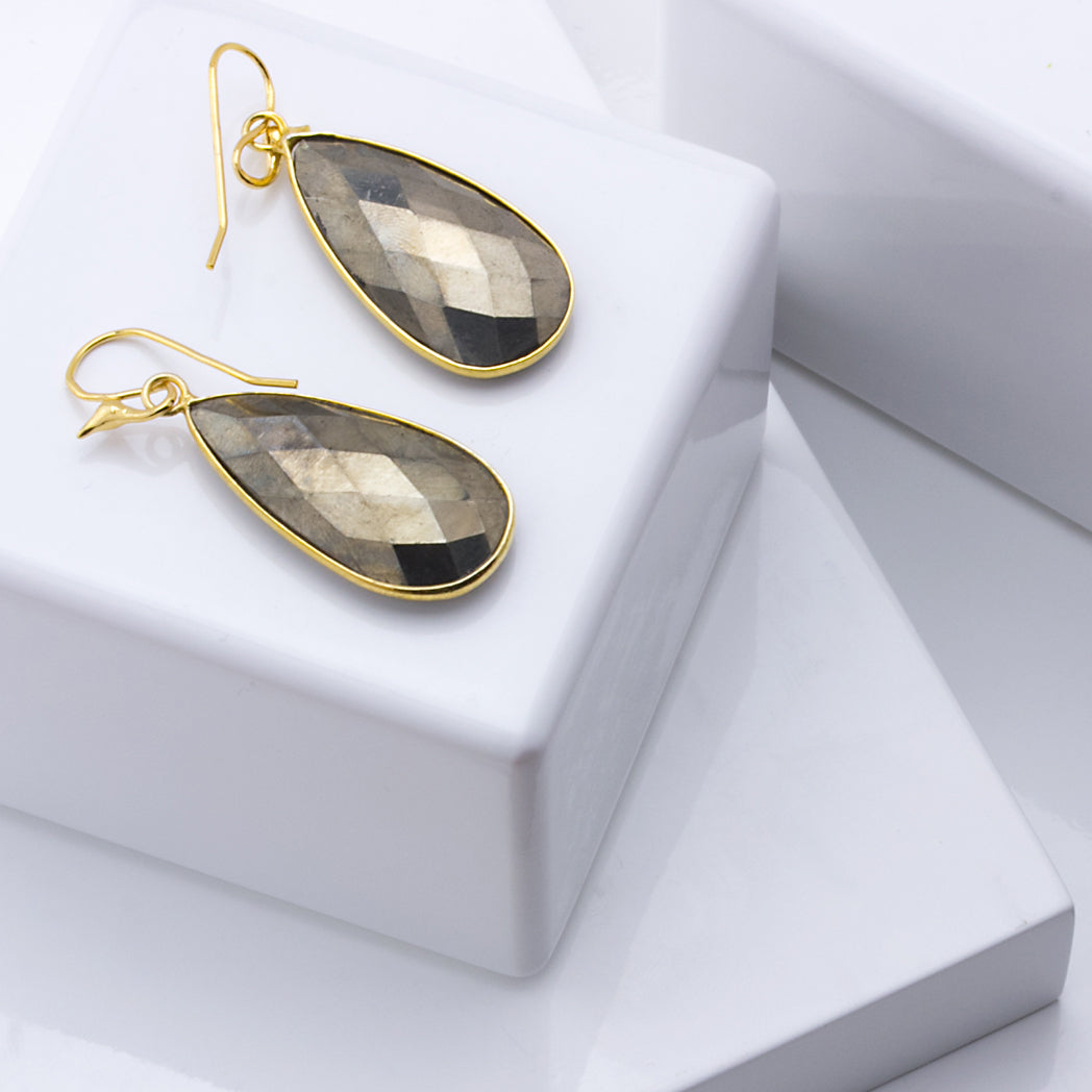 The Goddess Collection Pyrite Teardrop Earrings