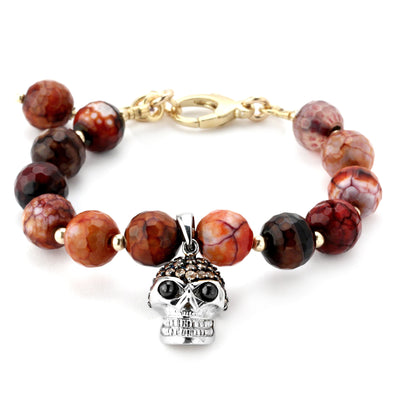 Red Agate and Champagne CZ's Skull Lollie 345081 ONLY 1 LEFT!