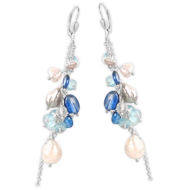 Pearl & Iolite Earrings-320078