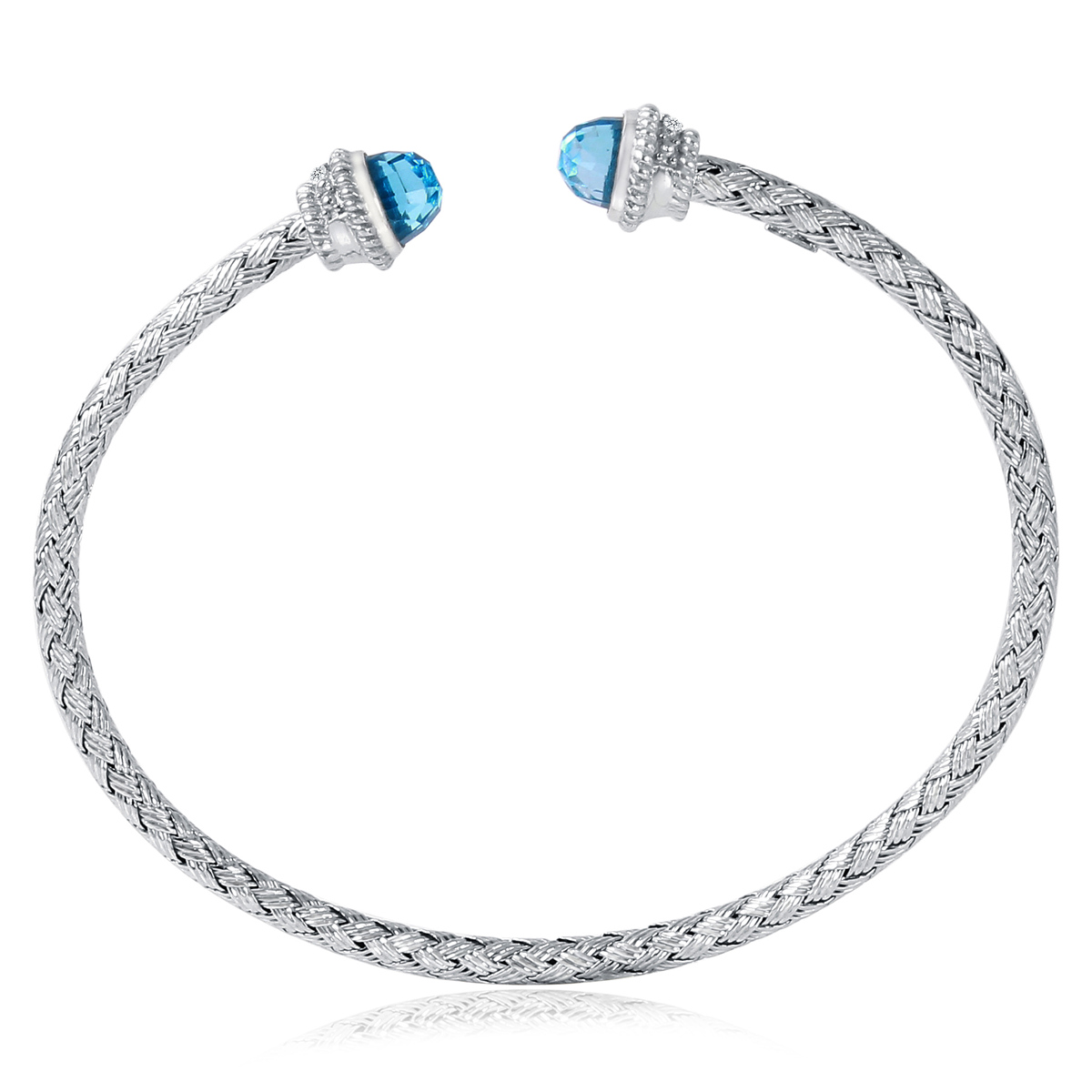 Sunset Blue Topaz w/Diamond Cuff Bracelet