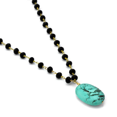 Turquoise Pendant With Onyx Necklace