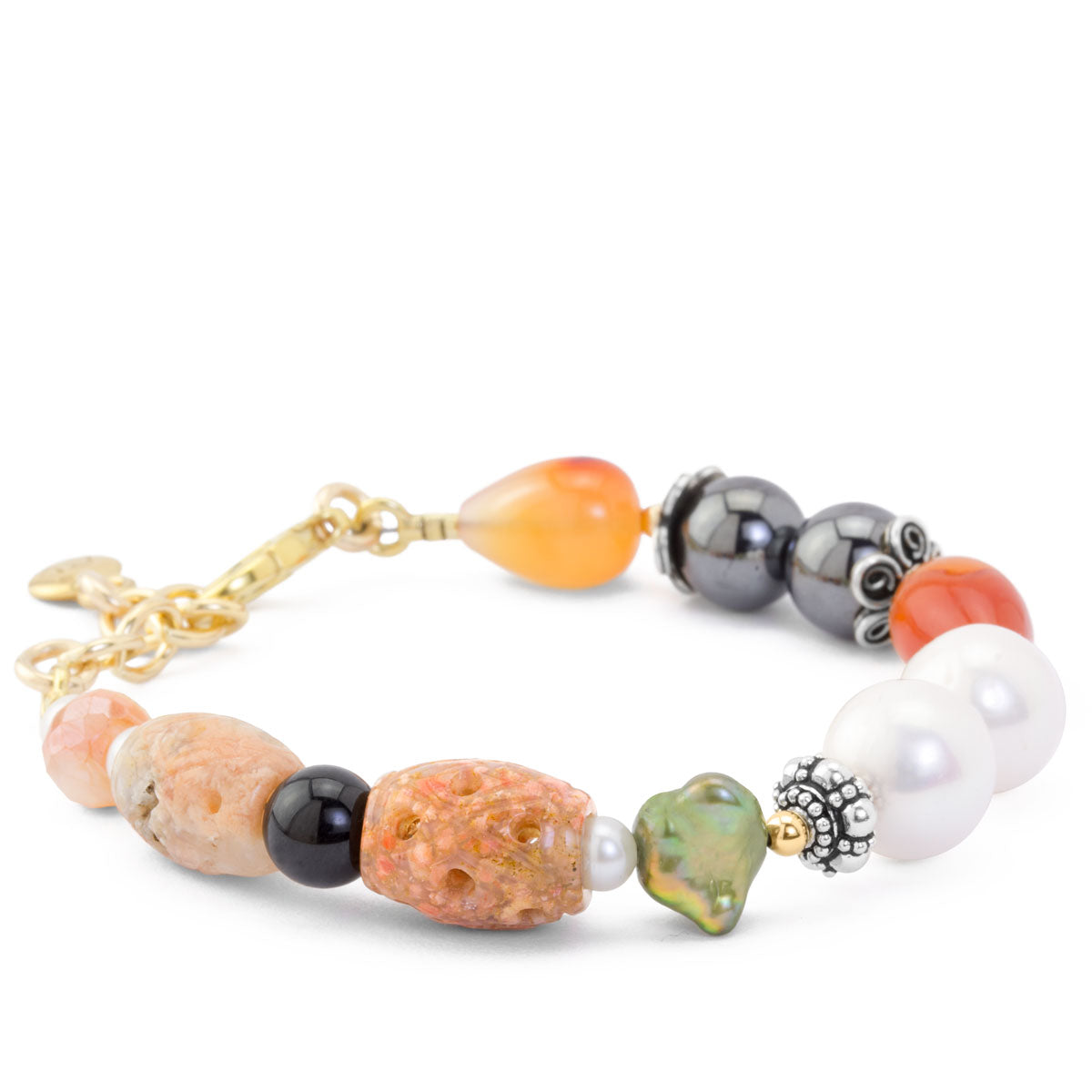 Impressionist Collection Carved Jasper & Carnelian Bracelet