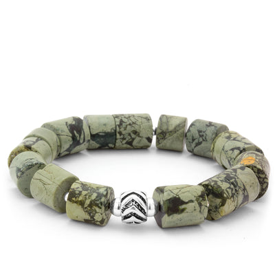 Green Camouflage Jasper Stretch Bracelet - 2