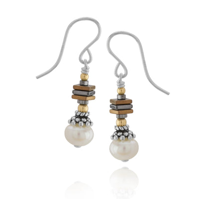 Copper & Rhodium Geometric Earrings