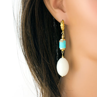 Impressionist Collection Alabaster & Turquoise Earrings