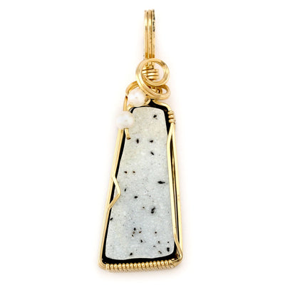 Wire Wrapped White Drusy with Pearls Pendant-173483
