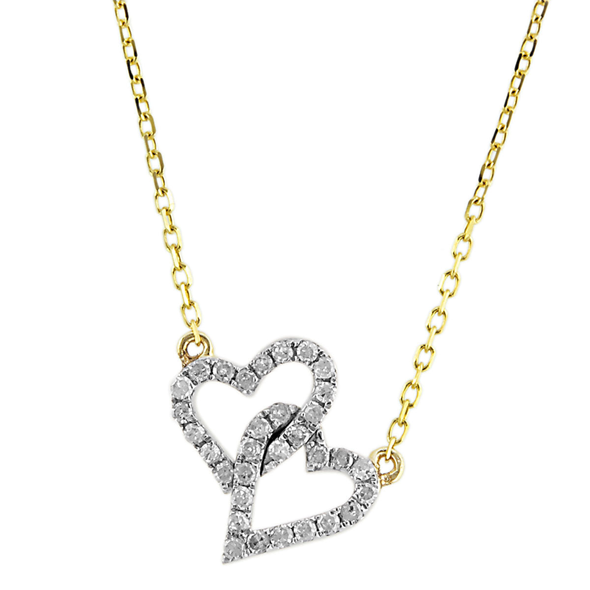 Diamond Double Hearts Necklace-341572