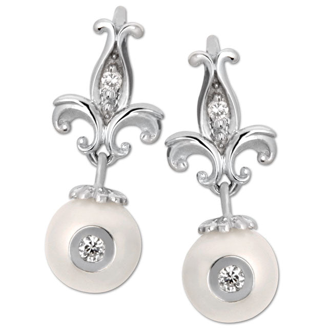 Galatea Diamond Pearl Earrings-334373