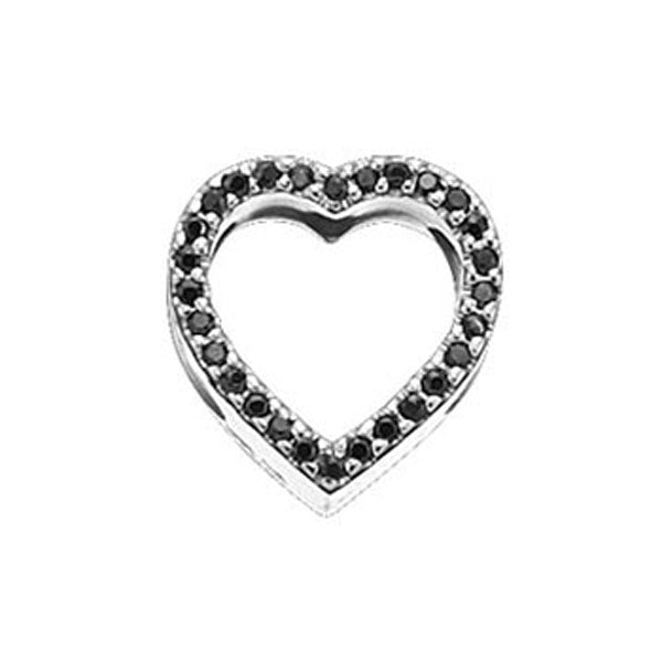 STORY by Kranz & Ziegler Sterling Silver with Black CZ Heart Button-339759
