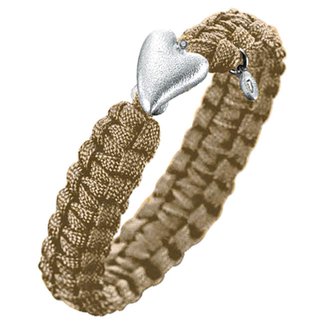 Soldier Sand Silver Heart & Diamond Clasp Bracelet
