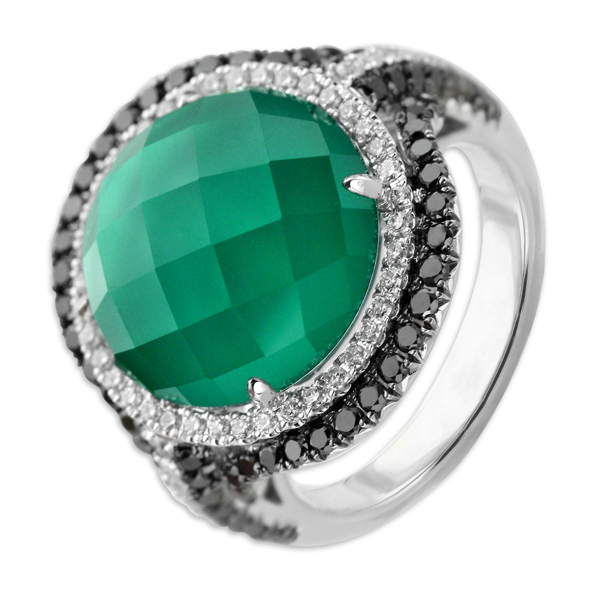 Green Agate Doublet & Diamonds-339575