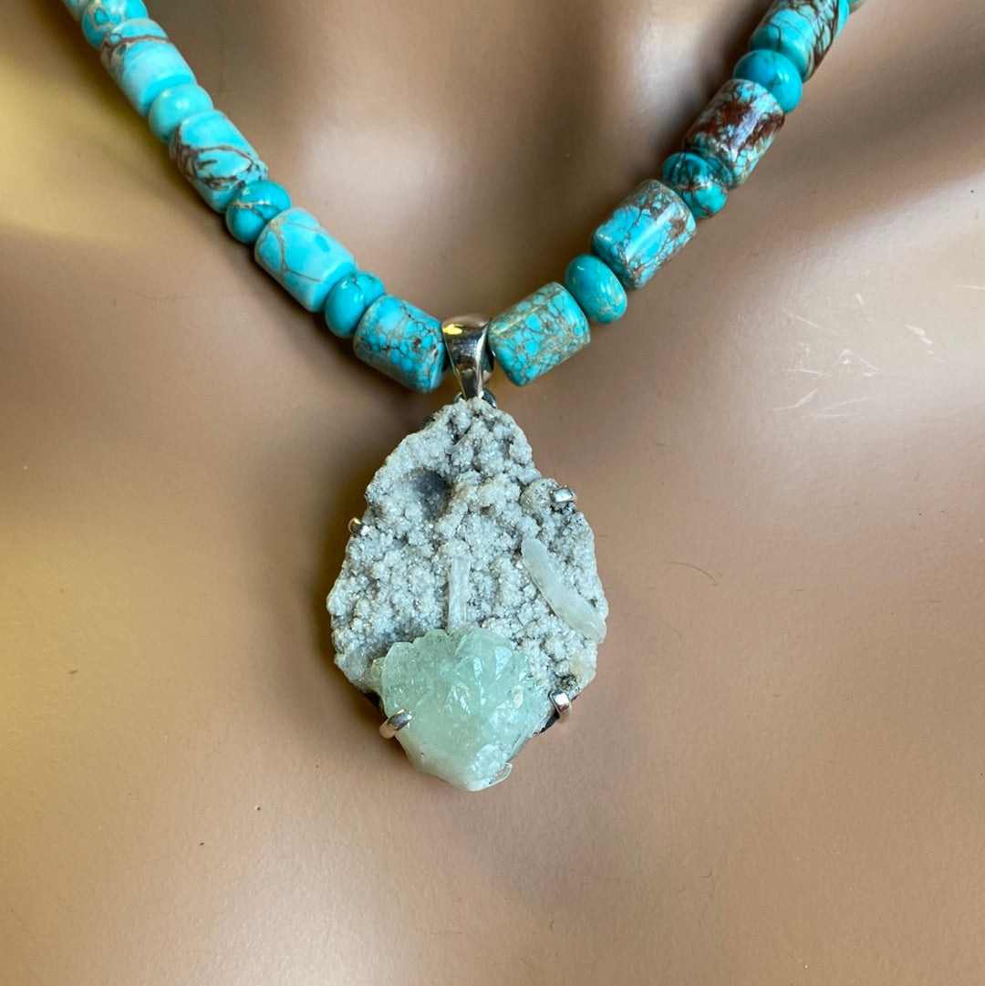 Turquoise Necklace w/ Apophyllite Pendant