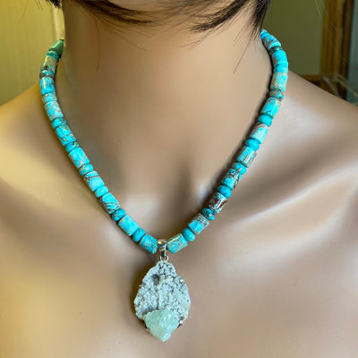 Turquoise Necklace w/ Apophyllite Pendant