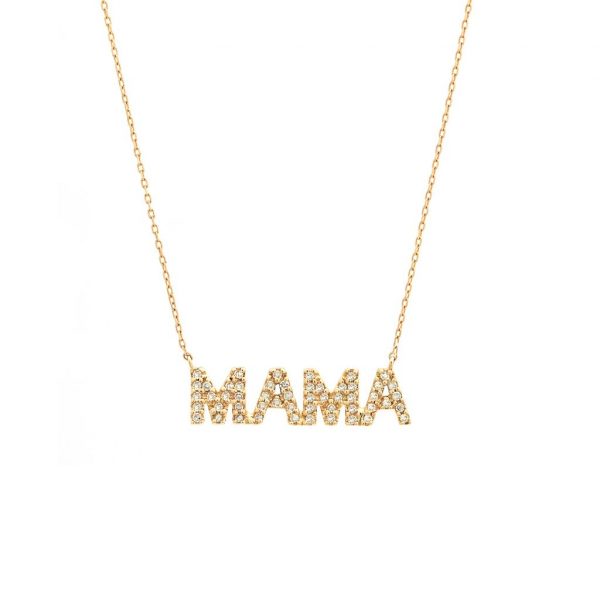 14kYG Diamond "MAMA" Necklace, .15ct D