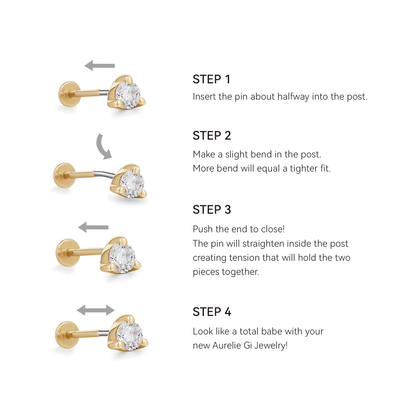 LANI | Pear and Round White Sapphire Threadless Flatback Earring